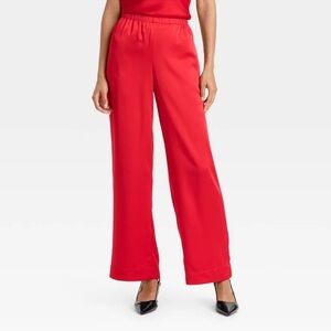 $30 Women's Mid-Rise Straight Leg Satin Pull-On Pants A New Day™ Red - Worn Once